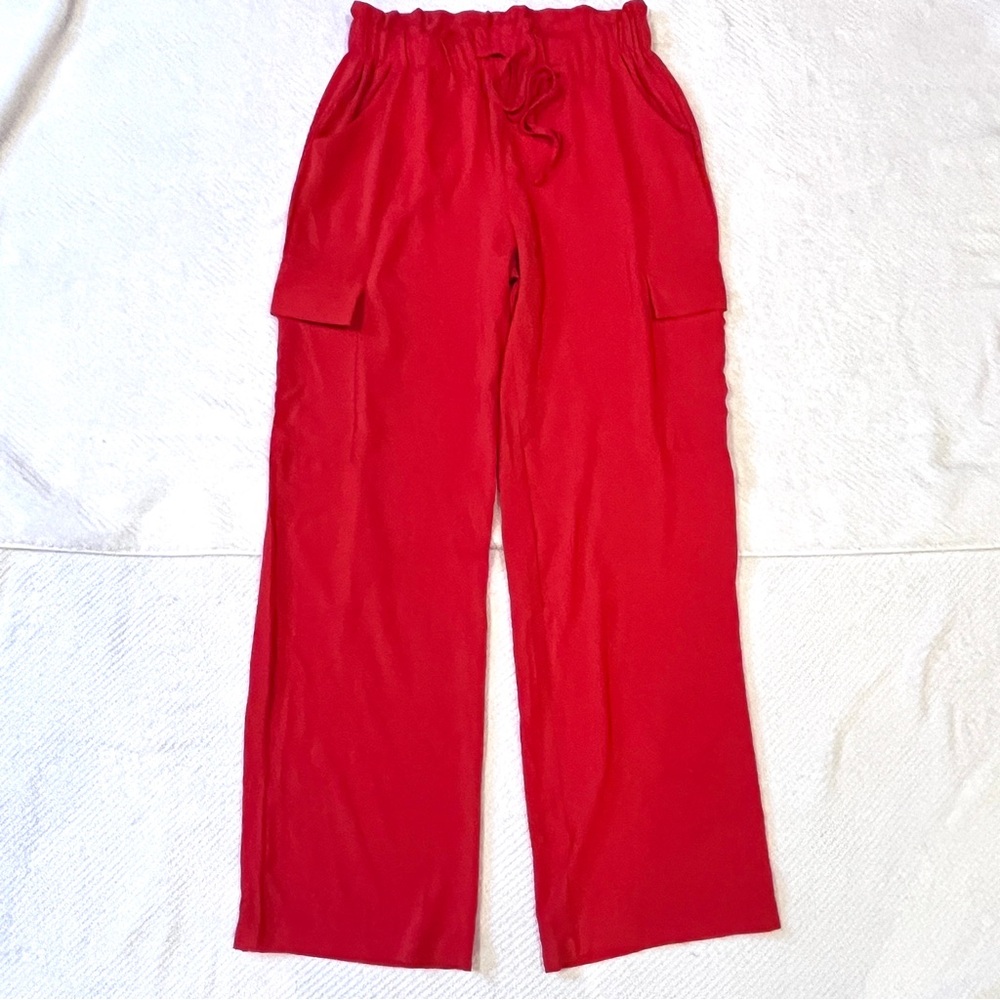 Iris Vibrant Red Cargo Y2K 90s Baggy Funky Streetwear Track Pants Size Small